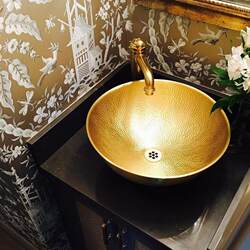 European-Style Washbasin Bathroom Sink Household Countertop Basin Round Brass Vintage Art Countertop Basin Mini European-Style Washbasin Bathroom Sink Household Countertop Basin Round Brass Vintage Art Countertop Basin Mini