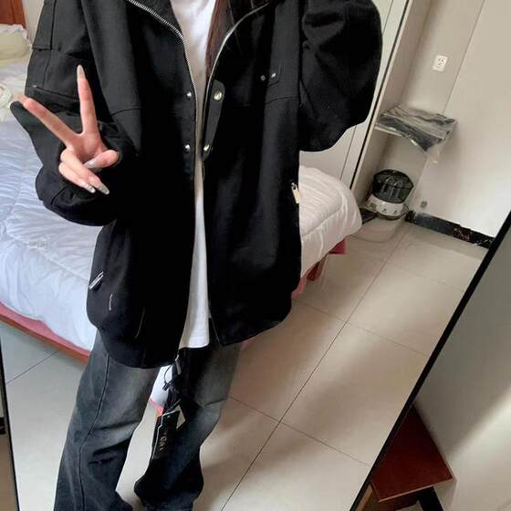 American retro black jacket for women 2025 spring and autumn new style design niche loose casual flight jacket top
American retro black jacket for women 2025 spring and autumn new style design niche loose casual flight jacket top