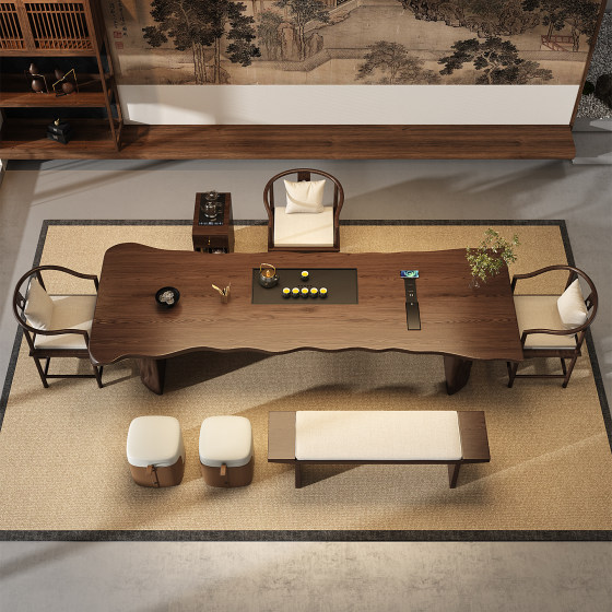 2025 high-end solid wood tea table Kung Fu Zen office tea making table drinking tea table new Chinese tea table and chair combination 2025 high-end solid wood tea table Kung Fu Zen office tea making table drinking tea table new Chinese tea table and chair combination