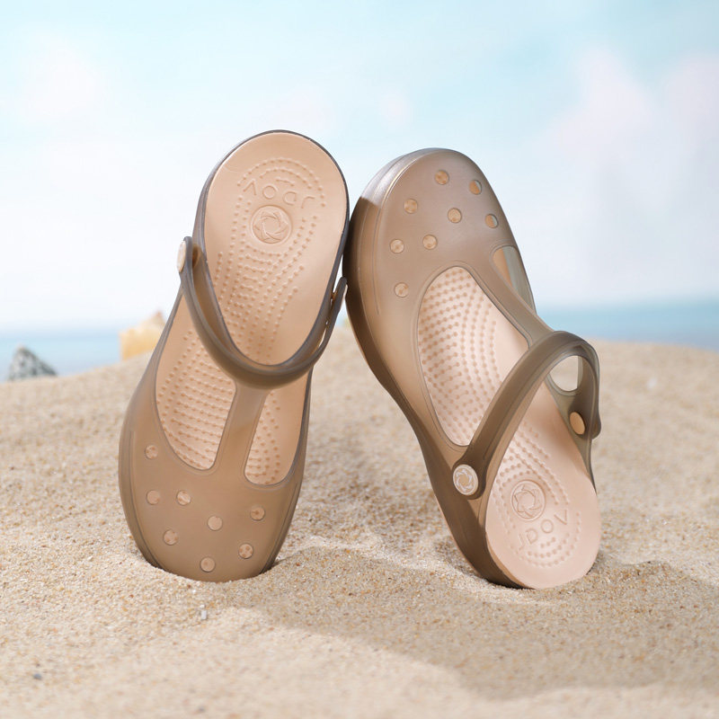 Sandalias de gelatina Xisu para mujer Zapatos de playa de suela