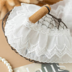 White Double-Layer Mesh Lace Pleated Pearl Trim Accessories DIY Curtains Bed Sheets Baby Clothes Skirt Lolita Fabric White Double-Layer Mesh Lace Pleated Pearl Trim Accessories DIY Curtains Bed Sheets Baby Clothes Skirt Lolita Fabric