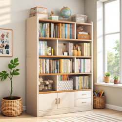 Solid Wood Bookcase for Students, Home Use, Children's Bookshelf, Floor-Standing Storage Rack, Living Room with Cabinet Doors, Integrated Wall-Mounted Storage Cabinet Solid Wood Bookcase for Students, Home Use, Children's Bookshelf, Floor-Standing Storage Rack, Living Room with Cabinet Doors, Integrated Wall-Mounted Storage Cabinet