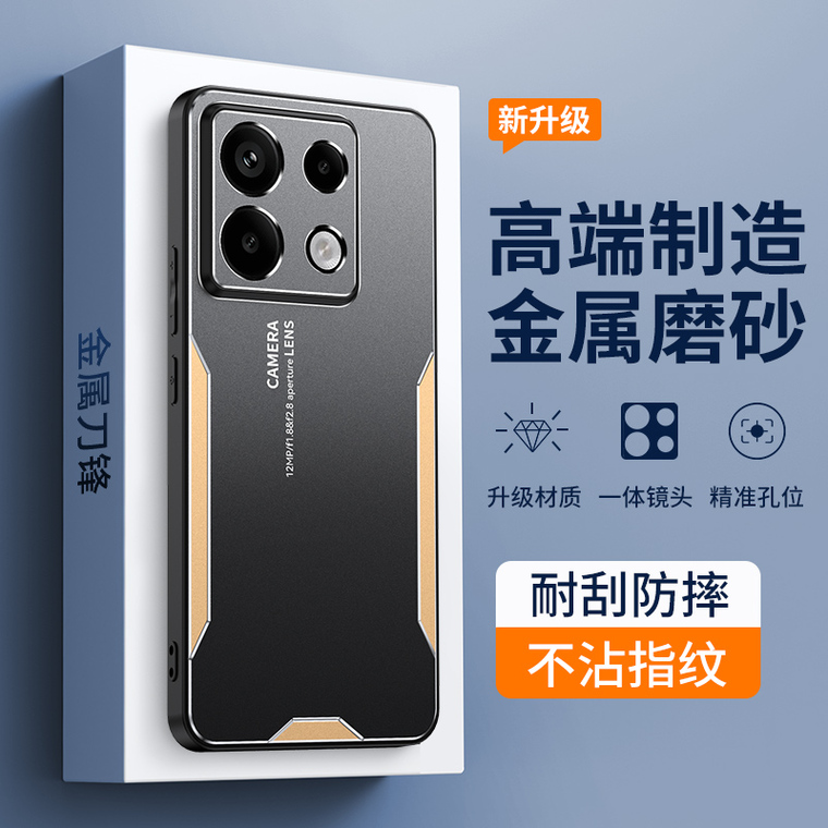 Metal Aluminum Two Tone Matte Anti Scratch Resistant Note 13, Note 13 Pro, Note 13 Pro+ Camera Lens Protection Phone Case