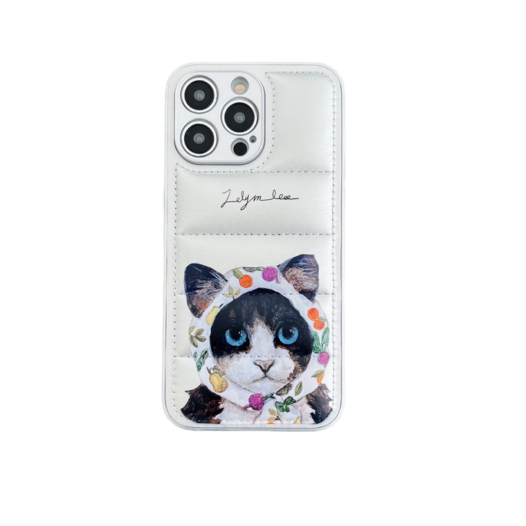 Cute Cartoon Cat New Girls Puffy Puffer Down Jacket 15, 14, 13 iPhone Case
