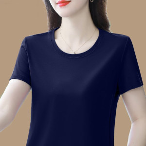 Middle -aged and elderly women's cotton short -sleeved T -shirt 2024 Summer new large size loose and half -sleeved lady top
 Middle -aged and elderly women's cotton short -sleeved T -shirt 2024 Summer new large size loose and half -sleeved lady top
