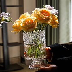 French-Style Vintage Crystal Glass Vase, Light Luxury, High-End Feel, Small Vase Ornament, Living Room Flower Arrangement, Unique Design French-Style Vintage Crystal Glass Vase, Light Luxury, High-End Feel, Small Vase Ornament, Living Room Flower Arrangement, Unique Design