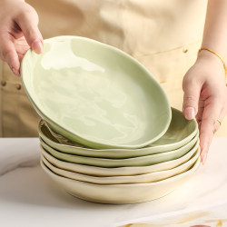 Cream-Colored Ceramic Plate, Dish Plate for Home Use, 2025 New Model, High-End Feel, 8inch Deep Plate Dish, Round Plate Tableware Cream-Colored Ceramic Plate, Dish Plate for Home Use, 2025 New Model, High-End Feel, 8inch Deep Plate Dish, Round Plate Tableware