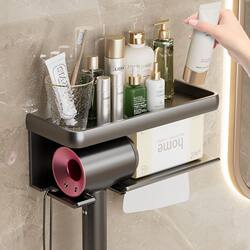 New multifunctional hair dryer rack without punching holes bathroom storage rack washbasin storage rack space aluminum bathroom rack New multifunctional hair dryer rack without punching holes bathroom storage rack washbasin storage rack space aluminum bathroom rack
