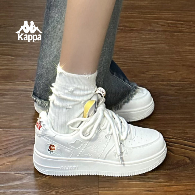 Kappa thick sole shoes for women 2025 autumn new casual original white shoes lightweight soft sole sneakers Kappa thick sole shoes for women 2025 autumn new casual original white shoes lightweight soft sole sneakers