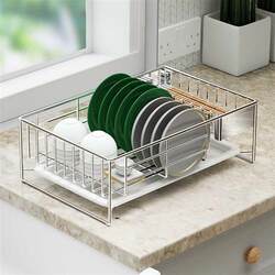 Stainless steel dish rack drain rack cabinet built-in rack cupboard home kitchen single layer dish storage rack Stainless steel dish rack drain rack cabinet built-in rack cupboard home kitchen single layer dish storage rack