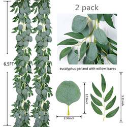 Cross-border artificial eucalyptus garland 2 meters with willow leaves fake green vine fake plant wedding dress ali-6852 decorated with rattan back Cross-border artificial eucalyptus garland 2 meters with willow leaves fake green vine fake plant wedding dress ali-6852 decorated with rattan back
