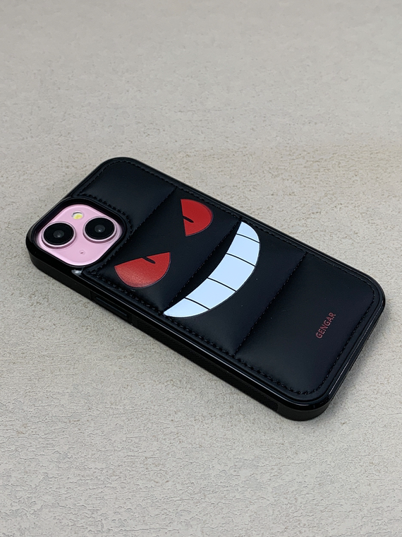 Gengar Face Puffy Puffer Down Jacket 15, 14, 13, 12 iPhone Case
