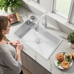 Kitchen Sink, Dishwasher, Handmade Sink, Large Single-Slot 304 Stainless Steel Sink, Thickeneded Basin, Embedded Installation Kitchen Sink, Dishwasher, Handmade Sink, Large Single-Slot 304 Stainless Steel Sink, Thickeneded Basin, Embedded Installation