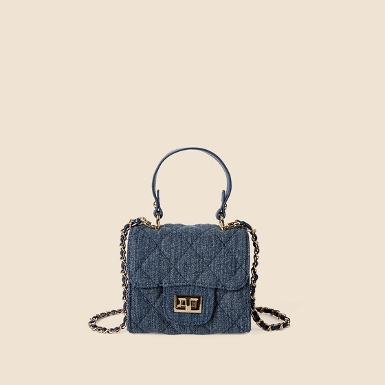 Sushi denim diamond-shaped one-shoulder handbag flip lock chain crossbody bag women summer small fragrance style Sushi denim diamond-shaped one-shoulder handbag flip lock chain crossbody bag women summer small fragrance style