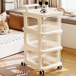 German Cart Snack Storage Rack Baby Storage Cabinet Floor-Standing Movable Baby Toy Storage Rack Cream Style German Cart Snack Storage Rack Baby Storage Cabinet Floor-Standing Movable Baby Toy Storage Rack Cream Style