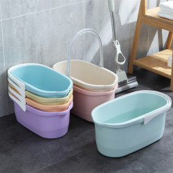 Thickened wide mouth rectangular wash mop bucket plastic squeeze bucket collodion mop cleaning bucket portable flat mop bucket Thickened wide mouth rectangular wash mop bucket plastic squeeze bucket collodion mop cleaning bucket portable flat mop bucket