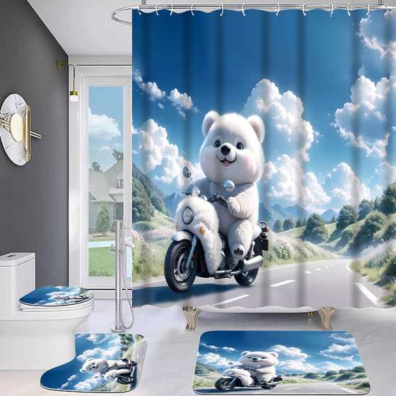 High-definition digital printing waterproof polyester big white bear animal bathroom shower curtain four-piece set bathroom shade curtain generation
High-definition digital printing waterproof polyester big white bear animal bathroom shower curtain four-piece set bathroom shade curtain generation