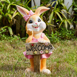 Large Solar-Powered Rabbit Welcome Sign Garden Outdoor Kindergarten Decoration Balcony Courtyard Cute Ornament Large Solar-Powered Rabbit Welcome Sign Garden Outdoor Kindergarten Decoration Balcony Courtyard Cute Ornament