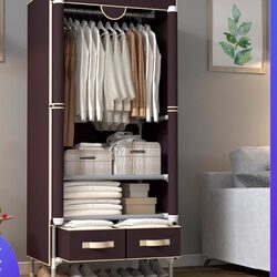 Home Open-Style Simple Wardrobe Modern Minimalist Bedroom Storage Dustproof Single-Person Economical Fabric Simple Wardrobe Home Open-Style Simple Wardrobe Modern Minimalist Bedroom Storage Dustproof Single-Person Economical Fabric Simple Wardrobe