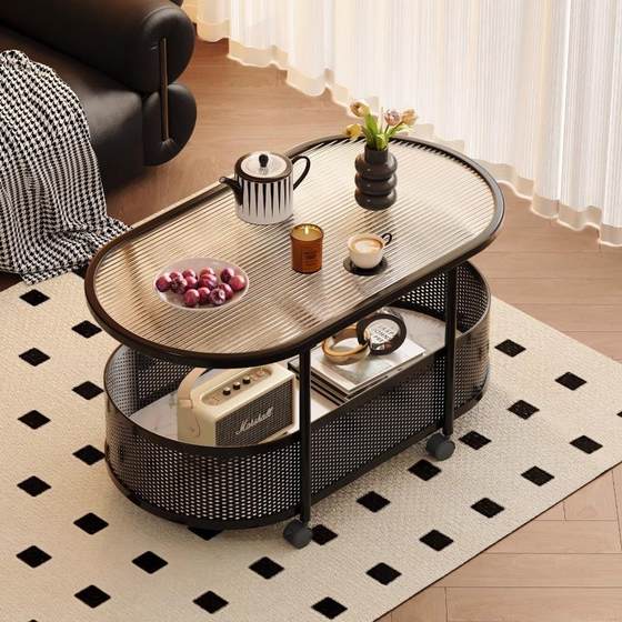 Mobile sofa edge table, tempered glass coffee table, modern small table, bedside side cabinet, small-sized apartment, small cart Mobile sofa edge table, tempered glass coffee table, modern small table, bedside side cabinet, small-sized apartment, small cart