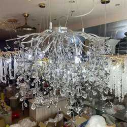 Silver branch modern French luxury branch living room dining room light bedroom luxury high-end light luxury crystal chandelier Silver branch modern French luxury branch living room dining room light bedroom luxury high-end light luxury crystal chandelier