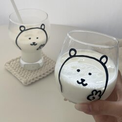 Cute Self-Deprecating Bear Transparent Glass Cup for Women, High Appearance Value, High Temperature Resistant, Household Coffee Milk Cup, Tea Drinking Cup Cute Self-Deprecating Bear Transparent Glass Cup for Women, High Appearance Value, High Temperature Resistant, Household Coffee Milk Cup, Tea Drinking Cup