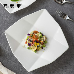 Pure White ins Western-Style Flat Plate Steak Creative Dish Plate Household Square Ceramic Square Plate Dish Hotel Tableware Pure White ins Western-Style Flat Plate Steak Creative Dish Plate Household Square Ceramic Square Plate Dish Hotel Tableware
