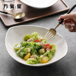 White Irregular-Shaped Soup Plate for Home Use, Creative Fruit Salad Plate, Ceramic Shallow Plate, Japanese-Style Deep Plate White Irregular-Shaped Soup Plate for Home Use, Creative Fruit Salad Plate, Ceramic Shallow Plate, Japanese-Style Deep Plate