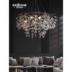 Creative crystal lamp French light luxury living room chandeliers postmodern personality full copper branch dining room lamp Creative crystal lamp French light luxury living room chandeliers postmodern personality full copper branch dining room lamp