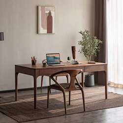 North American black walnut desk Nordic simple rectangular dining table all solid wood double drawer work table large table North American black walnut desk Nordic simple rectangular dining table all solid wood double drawer work table large table