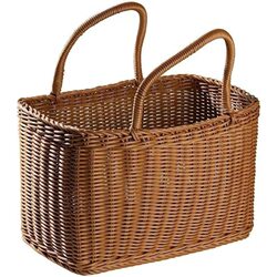 Shopping basket picnic basket outdoor picnic basket supermarket shopping basket woven household portable blue imitation rattan Huageng Shopping basket picnic basket outdoor picnic basket supermarket shopping basket woven household portable blue imitation rattan Huageng
