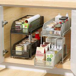 Kitchen under sink storage rack multi-functional cabinet built-in shelf bathroom under counter pull-out drawer storage rack Kitchen under sink storage rack multi-functional cabinet built-in shelf bathroom under counter pull-out drawer storage rack