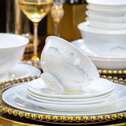 Underglaze Color Jingdezhen Tableware Set, Light Luxury and High-End Feel, Housewarming Ceramic Bowls and Plates, New Year Bowl and Plate Set Gift Box Underglaze Color Jingdezhen Tableware Set, Light Luxury and High-End Feel, Housewarming Ceramic Bowls and Plates, New Year Bowl and Plate Set Gift Box