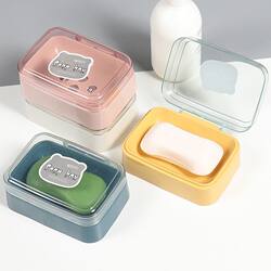 Soap box soap box drain household bathroom creative cute double-layer plastic soap box with lid drain soap box Soap box soap box drain household bathroom creative cute double-layer plastic soap box with lid drain soap box