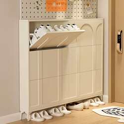 Cream style shoe cabinet ultra-thin tipping bucket home high-end entrance door small narrow large capacity entrance cabinet internet celebrity shoe rack Cream style shoe cabinet ultra-thin tipping bucket home high-end entrance door small narrow large capacity entrance cabinet internet celebrity shoe rack
