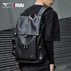 Septwolves Casual Leather Backpack Men's 2025 New Retro Trendy Backpack College Student School Bag Computer Bag Septwolves Casual Leather Backpack Men's 2025 New Retro Trendy Backpack College Student School Bag Computer Bag
