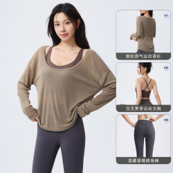 Loose Yoga Clothing Women's Suit 2025 New Sports Top Long-Sleeved Quick-Drying Blouse Slimming Pilates Training Clothes Loose Yoga Clothing Women's Suit 2025 New Sports Top Long-Sleeved Quick-Drying Blouse Slimming Pilates Training Clothes