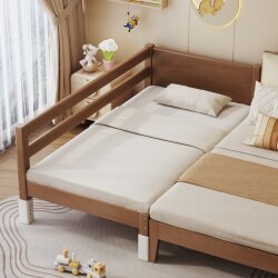 Solid wood children's bed spliced bed with guardrails Solid wood children's bed spliced bed with guardrails