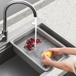 Deepened and thickened basin-in-basin kitchen sink with removable Deepened and thickened basin-in-basin kitchen sink with removable