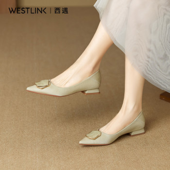 Xiyu official flagship store square buckle pointed-toe temperament single shoes Xiyu official flagship store square buckle pointed-toe temperament single shoes