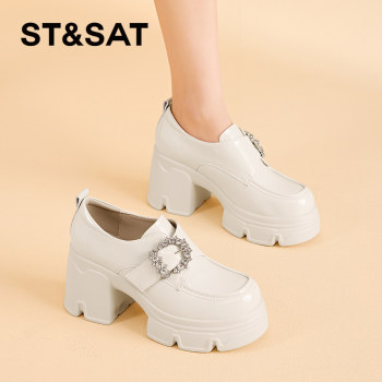 STSAT high-heeled loafers British small leather shoes STSAT high-heeled loafers British small leather shoes
