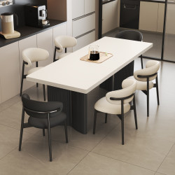 Italian light luxury solid color slate dining table and chair combination for home modern minimalist small apartment rectangular with hanging dining table Italian light luxury solid color slate dining table and chair combination for home modern minimalist small apartment rectangular with hanging dining table