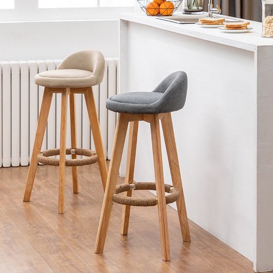 Nordic leisure bar chair home solid wood tall stool modern minimalist bar chair high chair can rotate bar stool Nordic leisure bar chair home solid wood tall stool modern minimalist bar chair high chair can rotate bar stool