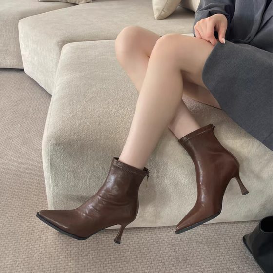 Pointed toe short boots for women 2025 new winter women's boots thin boots fashion high heel boots for women European and American slim heel short boots
Pointed toe short boots for women 2025 new winter women's boots thin boots fashion high heel boots for women European and American slim heel short boots