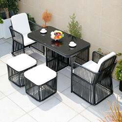 Balcony rattan table and chair three-piece set simple modern combination leisure terrace outdoor courtyard garden balcony chair Balcony rattan table and chair three-piece set simple modern combination leisure terrace outdoor courtyard garden balcony chair