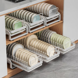 Kitchen cabinet pull-out type dish storage rack drawer bowl and plate storage rack plate drain rack bowl and plate storage rack Kitchen cabinet pull-out type dish storage rack drawer bowl and plate storage rack plate drain rack bowl and plate storage rack