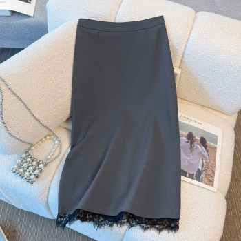 Lace splicing high-end niche suit skirt for women 
Lace splicing high-end niche suit skirt for women