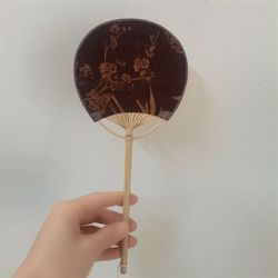 Japanese-style dough fan with bamboo handle, antique round handle, small fan with blank advertising and promotion paper dough fan Japanese-style dough fan with bamboo handle, antique round handle, small fan with blank advertising and promotion paper dough fan