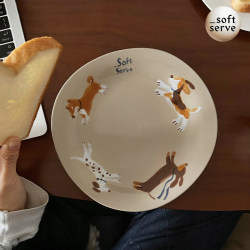 Softserve Soft Supply X Fengdu《Running Puppy》Hand-Painted Handmade Ceramic Dinner Plate Softserve Soft Supply X Fengdu《Running Puppy》Hand-Painted Handmade Ceramic Dinner Plate