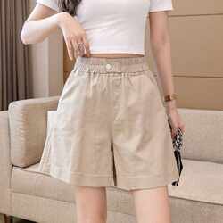 Two-pack of new pure cotton washed shorts for women, summer thin Korean style casual high-waisted wide-leg loose slimming five-point pants Two-pack of new pure cotton washed shorts for women, summer thin Korean style casual high-waisted wide-leg loose slimming five-point pants